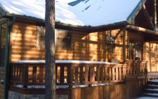 Eagle Ridge Cabin exterior in winter.