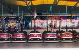 Bumper cars in a row.