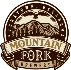 Logo for brewery featuring a mountain, eagle and type.
