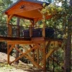 The outdoor treehouse, connected to main home by a walkway.