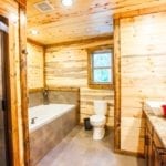 One of the baths with the soaking tub and separate shower.