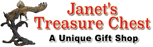Janet's Treasure Chest logo. Text: A Unique Gift Shop.