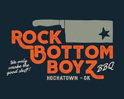 Rock Bottom Boyz BBQ logo. Text: We only smoke the good stuff!