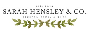 Sarah Hensley & Co. logo. Text: est 2014, apparel, home & gifts.