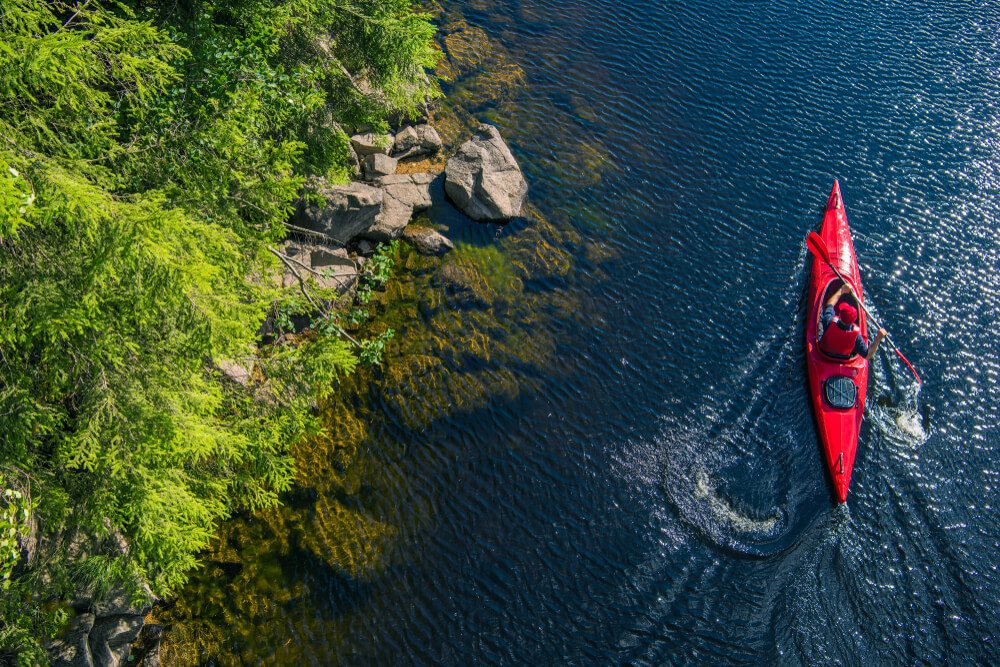 A photo of a person kayaking in Broken Bow.