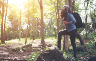 A woman exploring hiking trails in McCurtain County, Oklahoma.