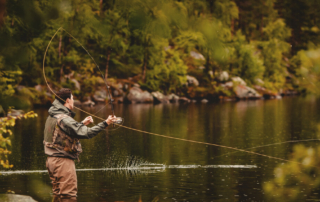 A man trout fishing in Broken Bow.