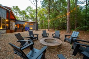 A fire pit at a cabin in Broken Bow, Oklahoma, to relax by while planning out thing to do.