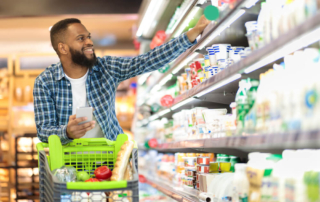 A man shopping at a Broken Bow grocery store.