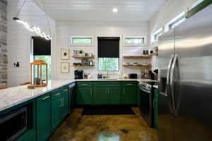 The kitchen of a Hochatown cabin to cook Oklahoma recipes in.