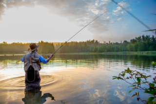 A person fishing in Broken Bow, Oklahoma.