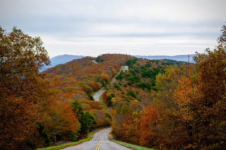 Views of fall foliage in Broken Bow, Oklahoma.