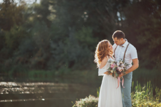 A couple getting married at one of the best places to elope in Oklahoma near Broken Bow.
